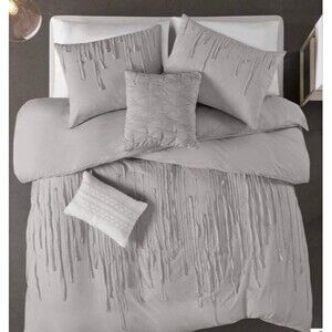 Urban Habitat Paloma Stripe Grey Full Queen 3 Piece 100% Cotton Duvet Cover Set